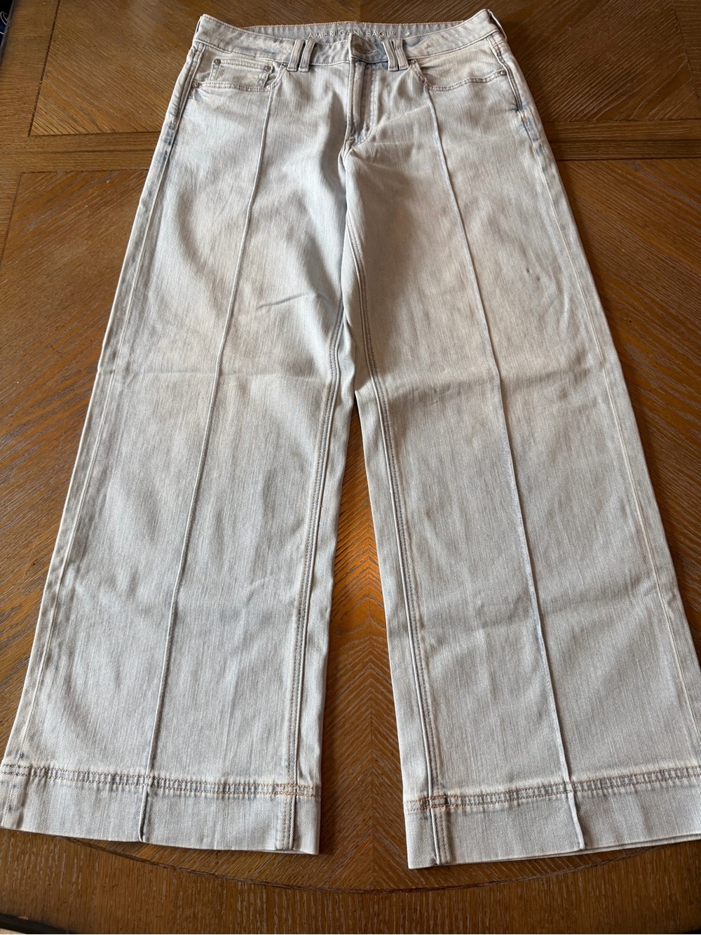 American Eagle Low Rise Baggy Wide Leg Jeans Size 8 Light Wash